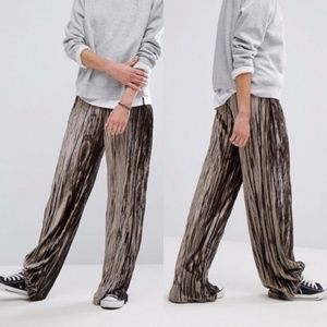 SALE  Motel Crushed Velvet Wide Leg Pants Crinkle